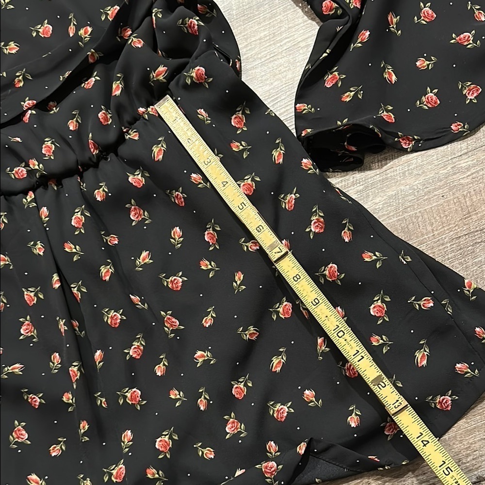 Disney Princess Floral Black rose Long Sleeve shorts Romper with belt Size XL - Picture 11 of 15